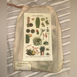Cavallini & Co. Vintage Tea Towel Cacti • Succulents NWT